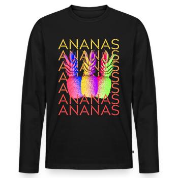 Ananas Sommer Frucht - Männer Premium Bio Langarmshirt - Schwarz - Vorne - Nico (187cm)