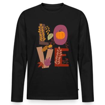 Amour Amour Automne Gratitude Citrouille - T-shirt manches longues Premium bio Homme - noir - Devant - Nico (187cm)