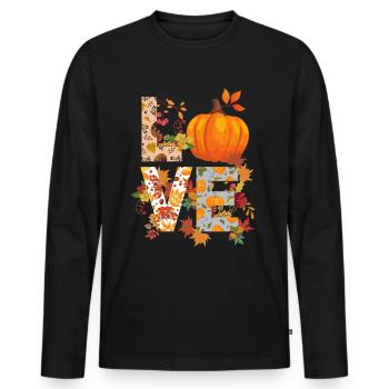 Love Love Autumn Gratitude Pumpkin - Men's Premium Organic Long Sleeve Shirt - black - Front - Nico (187cm)