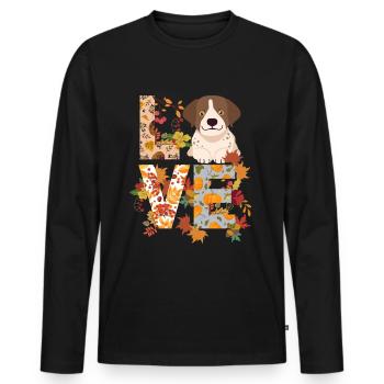 Pointer Dog Autumn Gratitude Love - Men's Premium Organic Long Sleeve Shirt - black - Front - Nico (187cm)
