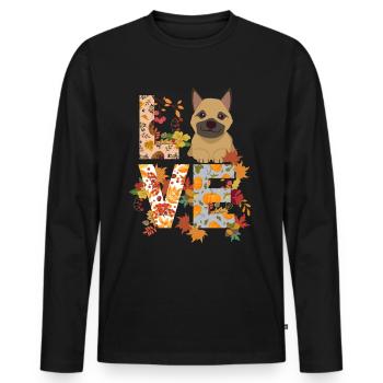 Berger Allemand Automne Amour Reconnaissant - T-shirt manches longues Premium bio Homme - noir - Devant - Nico (187cm)