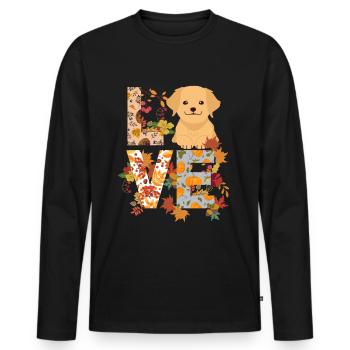 Golden Retriever Autumn Gratitude Love - Men's Premium Organic Long Sleeve Shirt - black - Front - Nico (187cm)