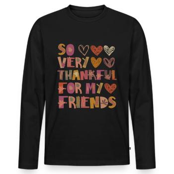 Merci pour mes amis Autumn Friendship Merci - T-shirt manches longues Premium bio Homme - noir - Devant - Nico (187cm)