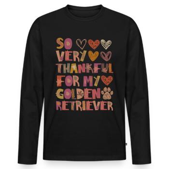Thankful for Golden Retriever Autumn Gratitude - Men's Premium Organic Long Sleeve Shirt - black - Front - Nico (187cm)