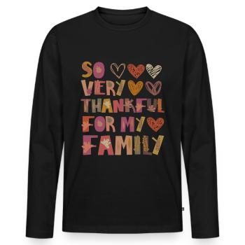 Merci pour ma famille Autumn Family Merci - T-shirt manches longues Premium bio Homme - noir - Devant - Nico (187cm)