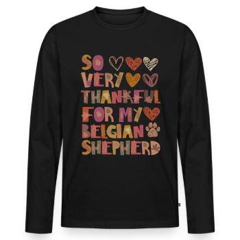 Reconnaissant pour le Berger Belge Autumn Grateful - T-shirt manches longues Premium bio Homme - noir - Devant - Nico (187cm)