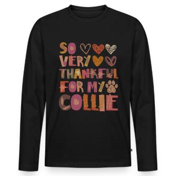Reconnaissant pour ma gratitude d’automne Collie Dog - T-shirt manches longues Premium bio Homme - noir - Devant - Nico (187cm)