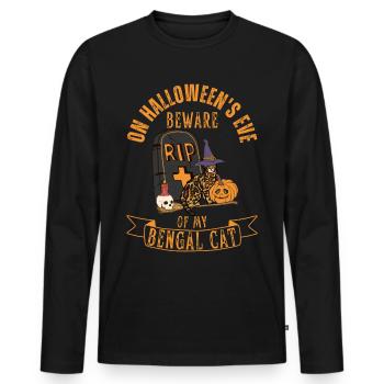 Chat mignon et effrayant Halloween Bengal chat - T-shirt manches longues Premium bio Homme - noir - Devant - Nico (187cm)
