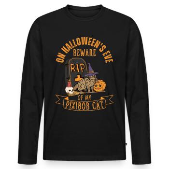 Süße und gruselige Pixiebob Katze Halloween - Männer Premium Bio Langarmshirt - Schwarz - Vorne - Nico (187cm)