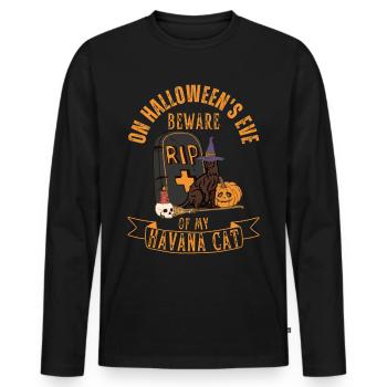 Süße und gruselige Havana Halloween Katze - Männer Premium Bio Langarmshirt - Schwarz - Vorne - Nico (187cm)