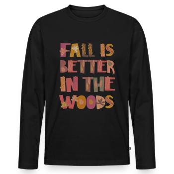 Forest in autumn Gratitude Leaves - Men's Premium Organic Long Sleeve Shirt - black - Front - Nico (187cm)