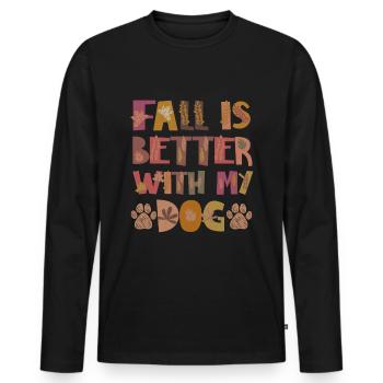 L’automne est meilleur avec mon chien Chien Automne Gratitude - T-shirt manches longues Premium bio Homme - noir - Devant - Nico (187cm)