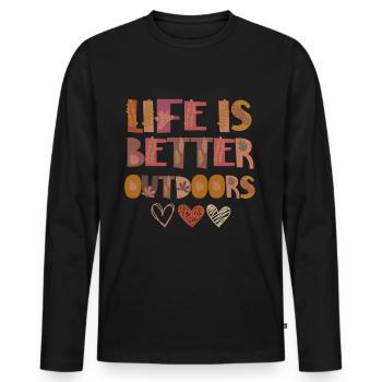 Wald Natur im Herbst Dankbarkeit Blätter - Männer Premium Bio Langarmshirt - Schwarz - Vorne - Nico (187cm)
