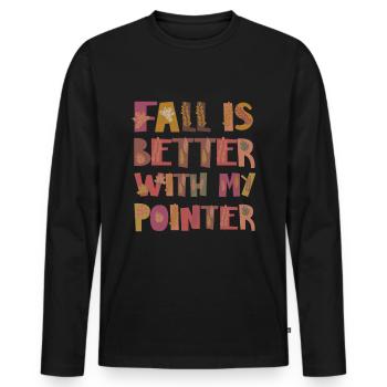 Thankful for my Pointer Dog Autumn Gratitude - Men's Premium Organic Long Sleeve Shirt - black - Front - Nico (187cm)