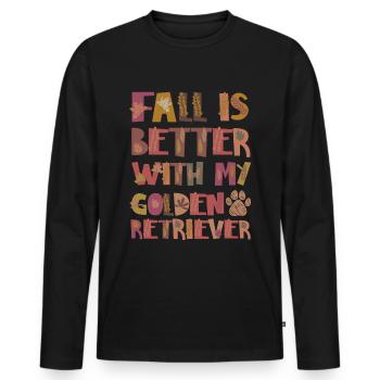 Thankful for Golden Retriever Autumn Gratitude - Men's Premium Organic Long Sleeve Shirt - black - Front - Nico (187cm)