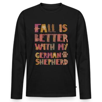 Reconnaissant pour le berger allemand Autumn Grateful - T-shirt manches longues Premium bio Homme - noir - Devant - Nico (187cm)