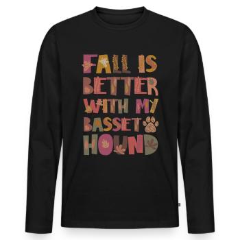 Thankful for my Basset Hound Herbst Gratitude - Men's Premium Organic Long Sleeve Shirt - black - Front - Nico (187cm)