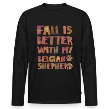 Reconnaissant pour le Berger Belge Autumn Grateful - T-shirt manches longues Premium bio Homme - noir - Devant - Nico (187cm)