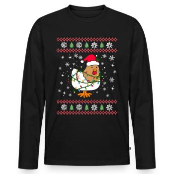 Funny Chicken Christmas - Men's Premium Organic Long Sleeve Shirt - black - Front - Nico (187cm)