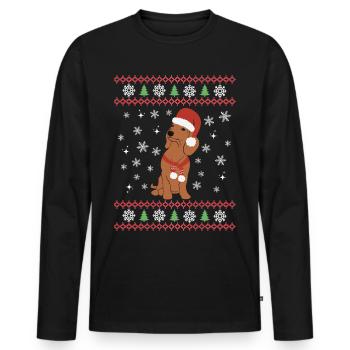 Teckel doux Noël Kawaii - T-shirt manches longues Premium bio Homme - noir - Devant - Nico (187cm)