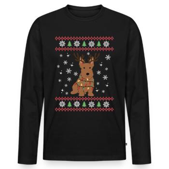 Süßer Scottish Terrier Welpe Weihnachten Kawaii - Männer Premium Bio Langarmshirt - Schwarz - Vorne - Nico (187cm)