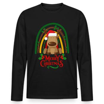 Christmas sweet moose kawaii - Men's Premium Organic Long Sleeve Shirt - black - Front - Nico (187cm)