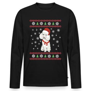 Weihnachten Süßer Pudel Kawaii - Männer Premium Bio Langarmshirt - Schwarz - Vorne - Nico (187cm)