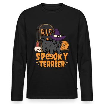 Mignon terrier écossais Halloween Lover Kawaii - T-shirt manches longues Premium bio Homme - noir - Devant - Nico (187cm)