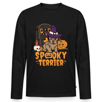 Mignon Silky Terrier Halloween Lover Kawaii - T-shirt manches longues Premium bio Homme - noir - Devant - Nico (187cm)