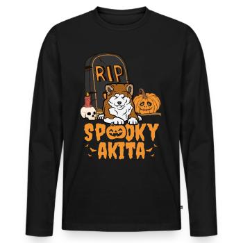 Mignon Akita Halloween Costume Chien - T-shirt manches longues Premium bio Homme - noir - Devant - Nico (187cm)