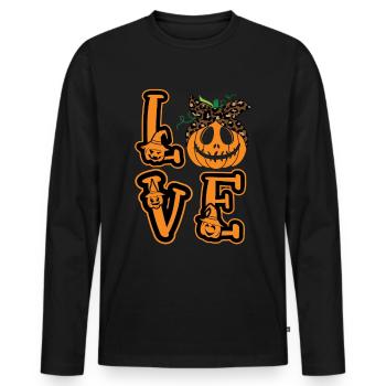 Maman Halloween Love Citrouille - T-shirt manches longues Premium bio Homme - noir - Devant - Nico (187cm)