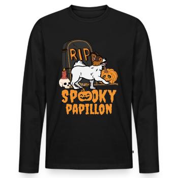 Süßer Papillon Halloween Kostüm Hund - Männer Premium Bio Langarmshirt - Schwarz - Vorne - Nico (187cm)