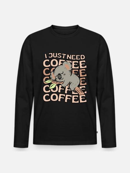 Koala Coffee Koala Cafe - Men's Premium Organic Long Sleeve Shirt - black