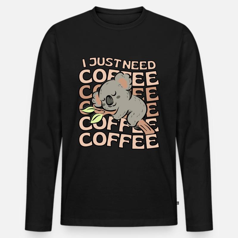 Koala Kaffee Koala Cafe - Männer Premium Bio Langarmshirt - Schwarz