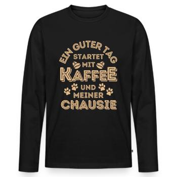 Chausie Katze Kaffee Cafe - Männer Premium Bio Langarmshirt - Schwarz - Vorne - Nico (187cm)