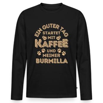 Burmilla Katze Kaffee Cafe - Männer Premium Bio Langarmshirt - Schwarz - Vorne - Nico (187cm)