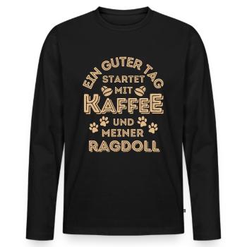 Ragdoll Katze Kaffee Cafe - Männer Premium Bio Langarmshirt - Schwarz - Vorne - Nico (187cm)