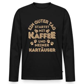 Kartäuser Katze Kaffee Cafe - Männer Premium Bio Langarmshirt - Schwarz - Vorne - Nico (187cm)