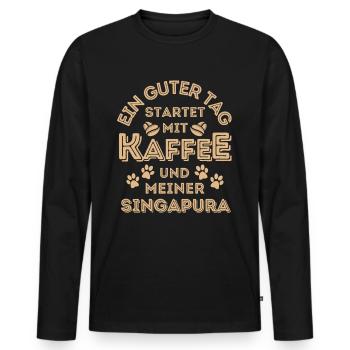 Singapura Katze Kaffee Cafe - Männer Premium Bio Langarmshirt - Schwarz - Vorne - Nico (187cm)