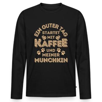 Munchkin Katze Kaffee Cafe - Männer Premium Bio Langarmshirt - Schwarz - Vorne - Nico (187cm)