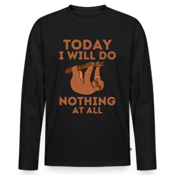 Faultier lustiger Spruch Faulheit Müdigkeit - Männer Premium Bio Langarmshirt - Schwarz - Vorne - Nico (187cm)