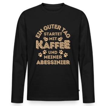 Abessinier Katze Kaffee Cafe - Männer Premium Bio Langarmshirt - Schwarz - Vorne - Nico (187cm)