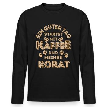 Korat Katze Kaffee Cafe - Männer Premium Bio Langarmshirt - Schwarz - Vorne - Nico (187cm)