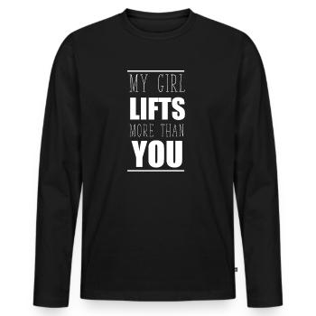 énonciations drôles Gym - T-shirt manches longues Premium bio Homme - noir - Devant - Nico (187cm)