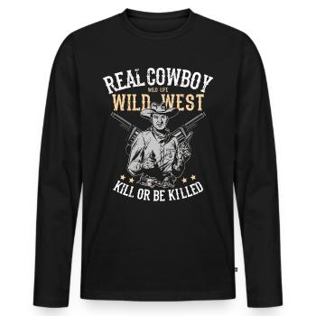 cow-boy - T-shirt manches longues Premium bio Homme - noir - Devant - Nico (187cm)