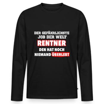 lustiger Spruch zur Rente - Männer Premium Bio Langarmshirt - Schwarz - Vorne - Nico (187cm)