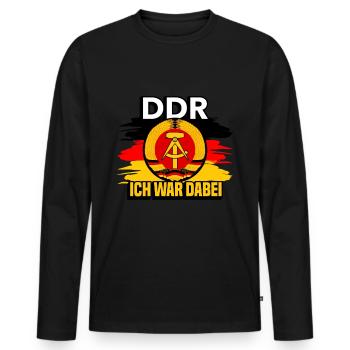 DDR - Männer Premium Bio Langarmshirt - Schwarz - Vorne - Nico (187cm)