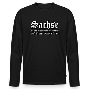 Sachse das Beste auf Erden Sachsen - Männer Premium Bio Langarmshirt - Schwarz - Vorne - Nico (187cm)