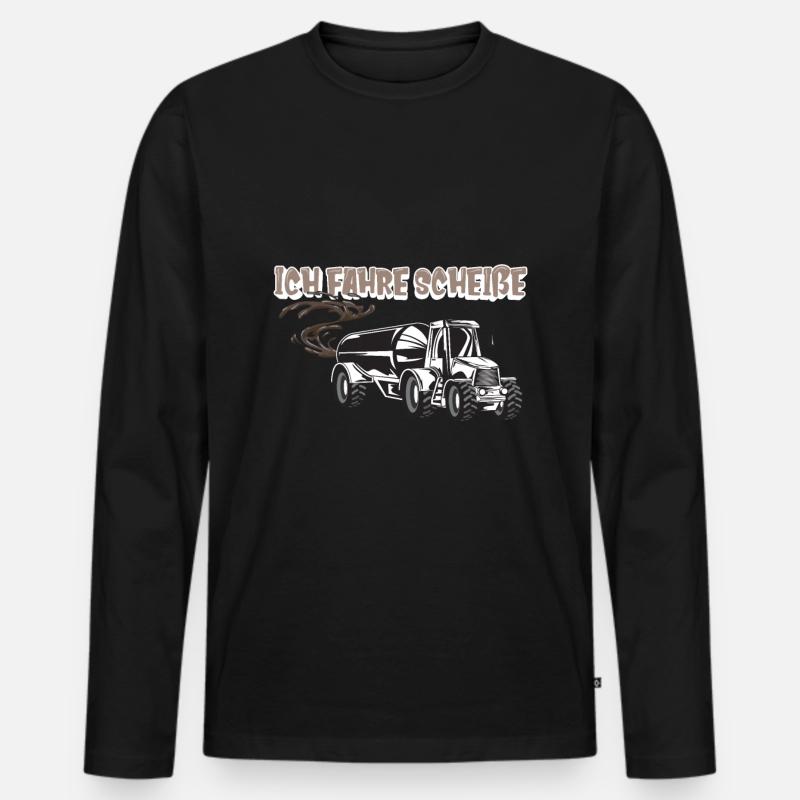 Bauer Traktor mit Güllefass - Männer Premium Bio Langarmshirt - Schwarz