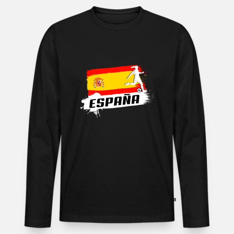Spanien - Männer Premium Bio Langarmshirt - Schwarz